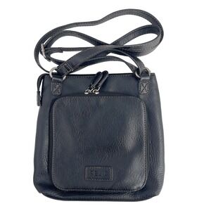 Relic Womens Camera Crossbody Bag Black Pebbled Faux Leather Adjustable Strap